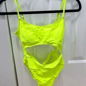 Neon Yellow Cutout Swimsuit